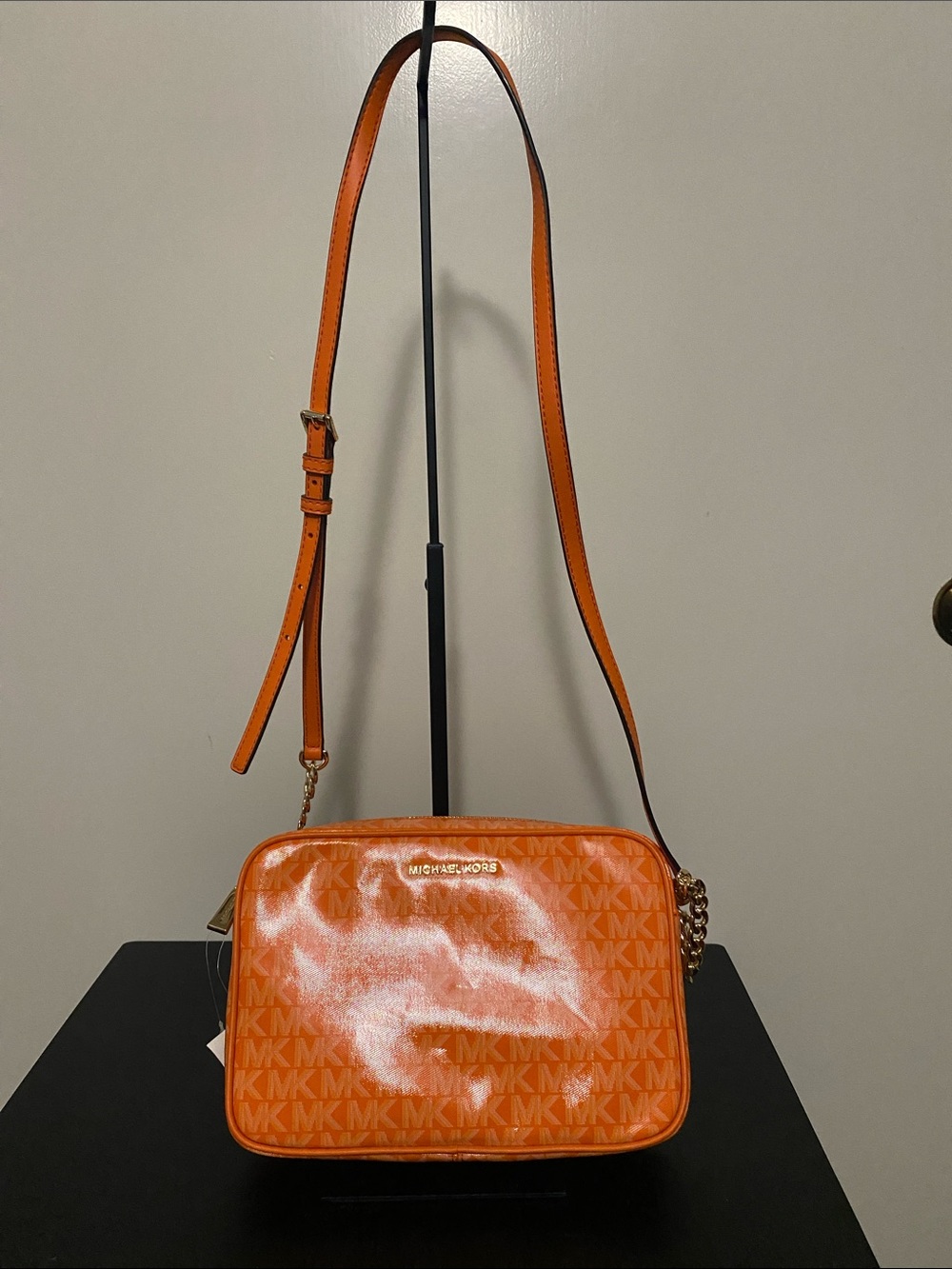 Michael Kors Orange MK Signature Crossbody Shoulder Bag